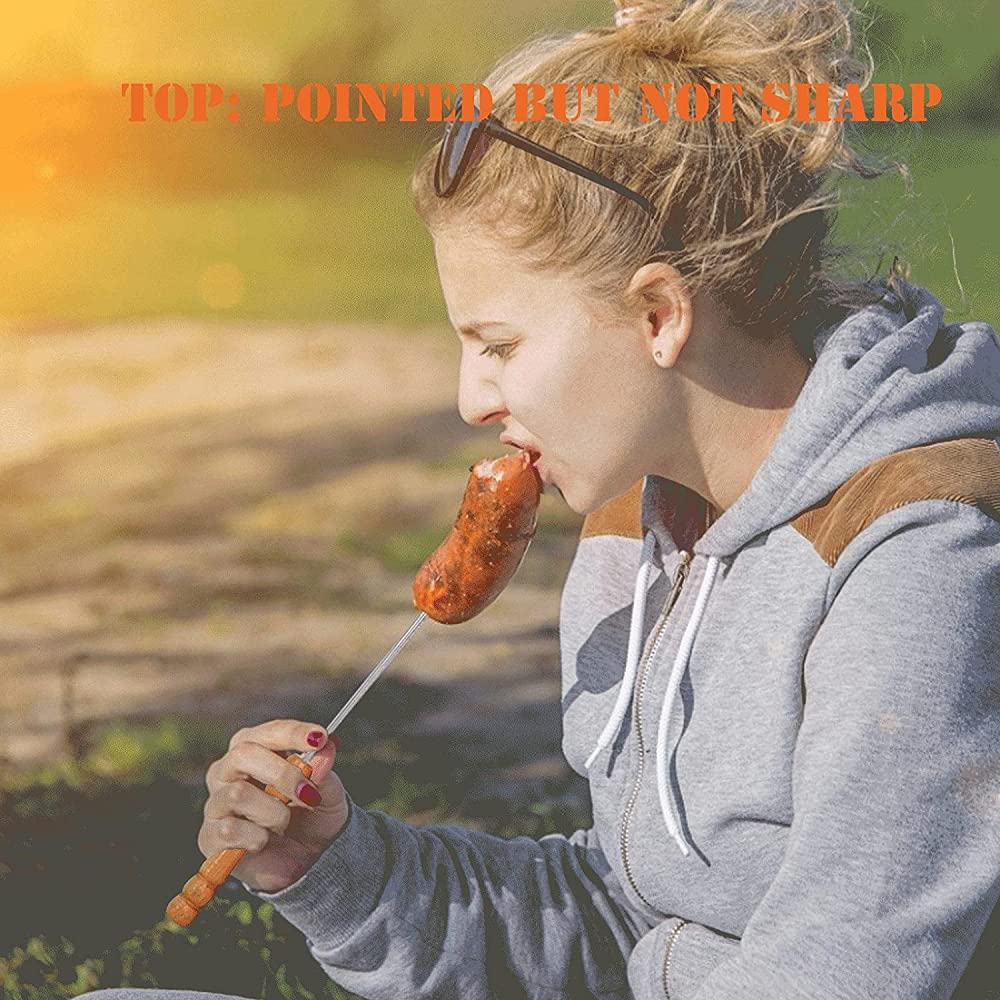Hakka Lot de 10 brochettes de barbecue en acier inoxydable, 58,4 cm, robustes, larges et réutilisables, avec poignée antidérapante