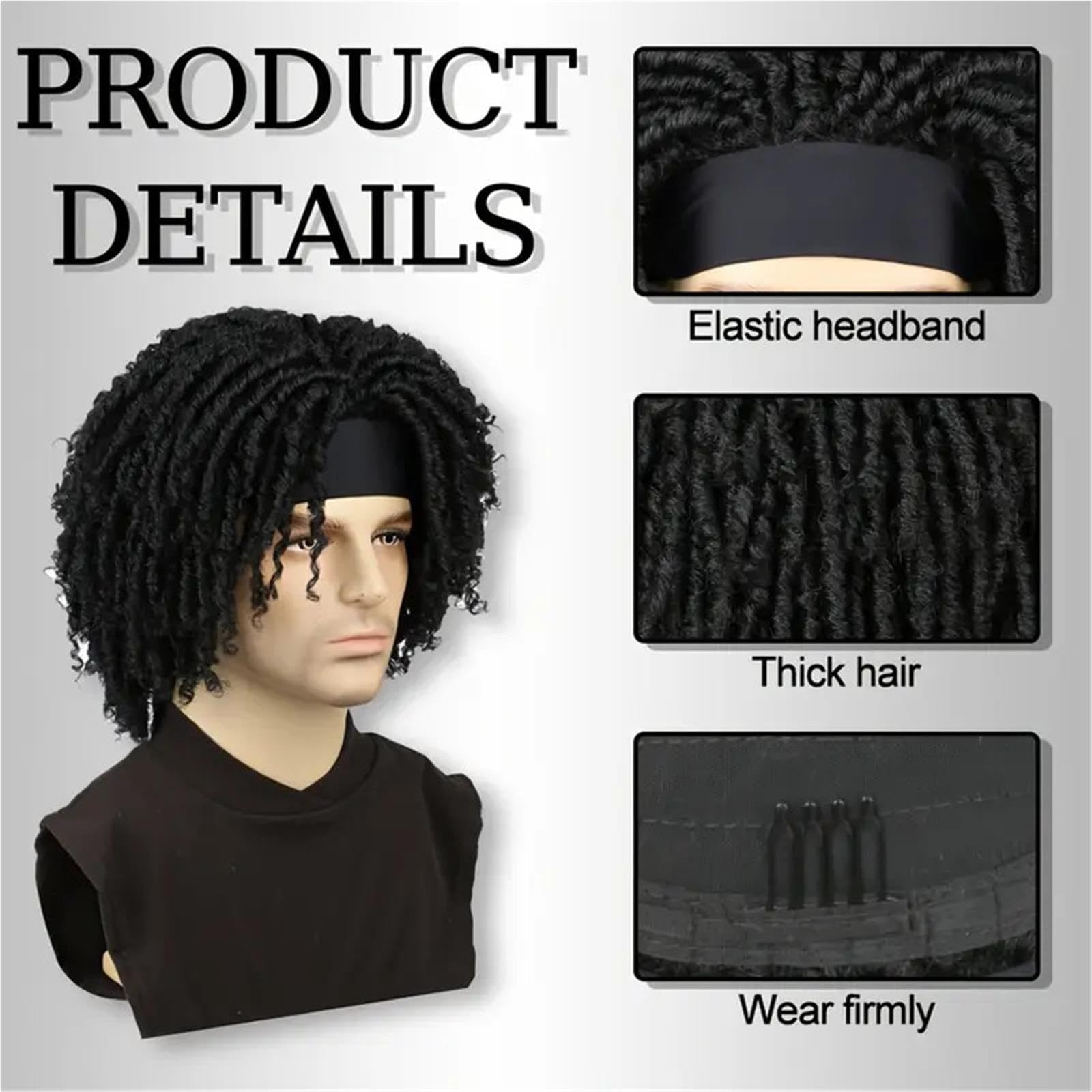 Estensioni afro ricci Parrucca con fascia Realistica naturale for uomo