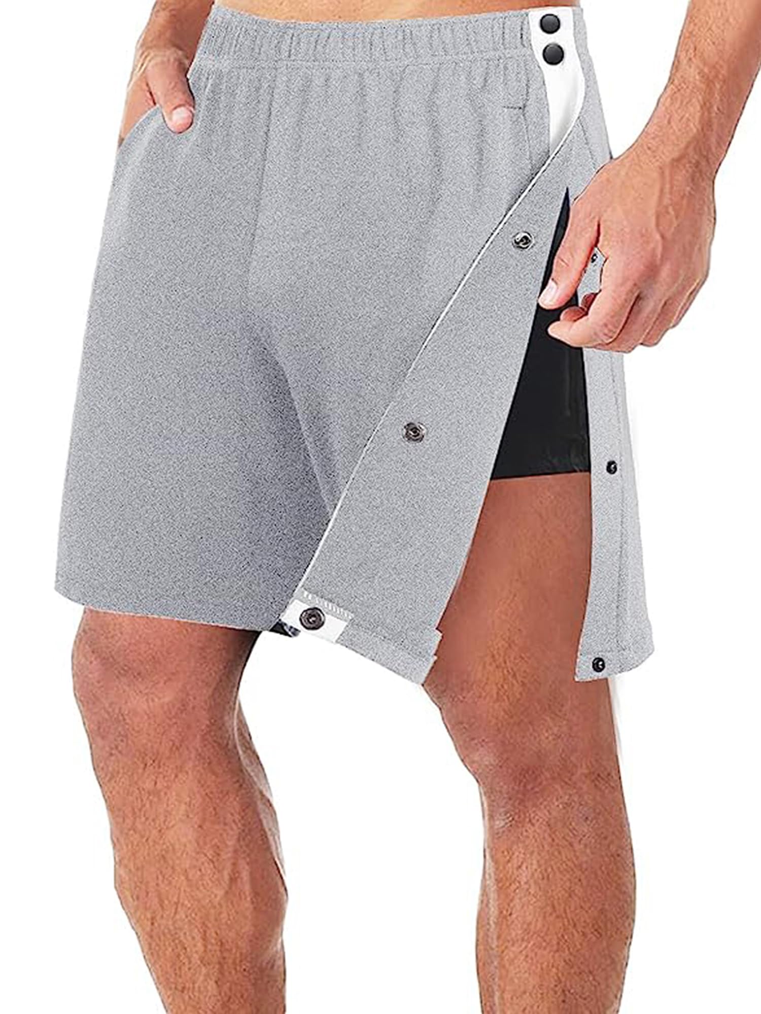Sexy Outfit Pantaloncini Sportivi da Uomo a Strappo Chiusura con Bottoni Automatici Laterali Vita Elastica Pantaloncini da Allenamento per Palestra per Recupero Post Intervento Chirurgico con Tasche