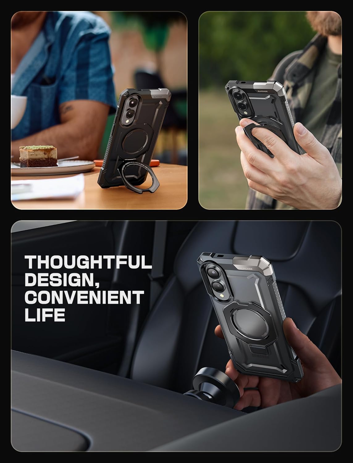 SUPCASE for Samsung Galaxy S25 Edge Case with Stand (Unicorn Beetle Grip), [Compatible with MagSafe] [Military-Grade Protection] Heavy Duty Magnetic Phone Case for Galaxy S25 Edge 6.7", Black - Image 8