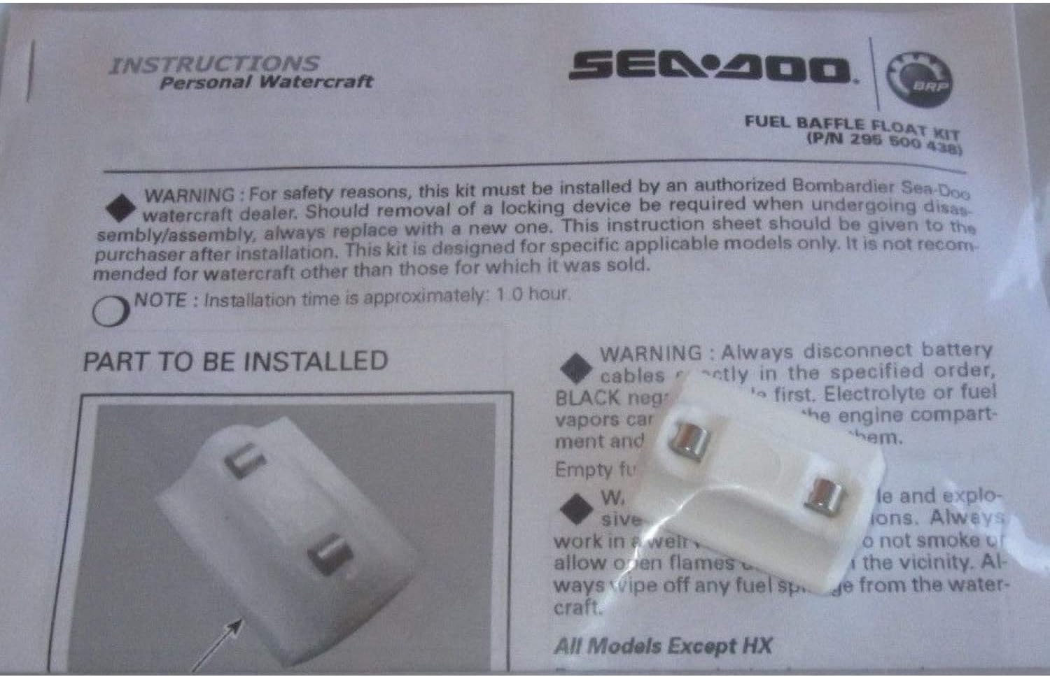 SeaDoo Fuel Baffle Float Sender Repair Kit SP SPI SPX GSX