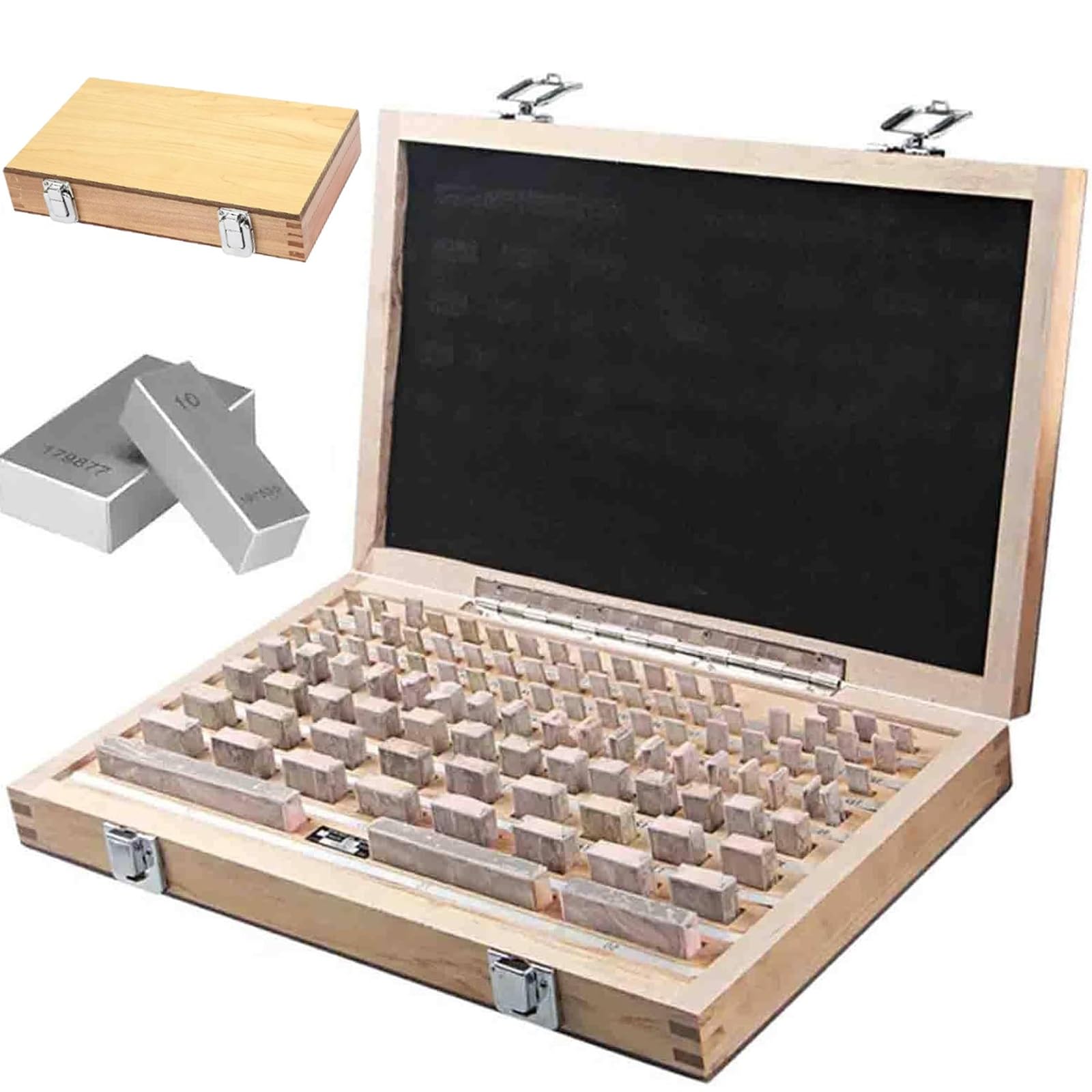 SUCRFXJ 103 Pcs Metric Gage Block Set, 1.005-100mm High Accuracy Steel Gauge Measuring Block Set, Steel Lathe Gauge Inspection Blocks Measurement Caliper Tool Set for Calibrating(1 Grade)