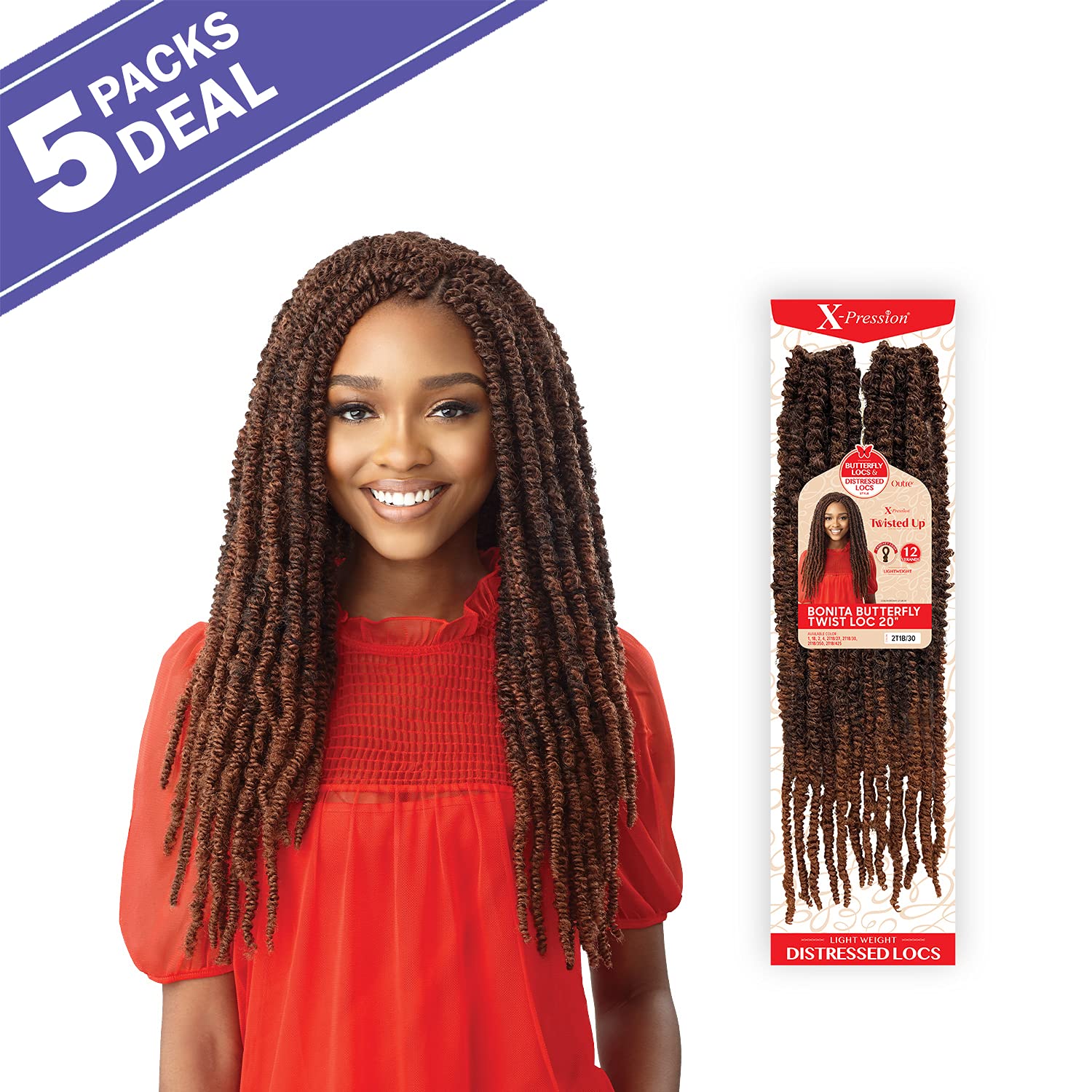 Outre Crochet Braids X-Pression Twisted Up Bonita Butterfly Twist Locs 20" (5-pack, 1)