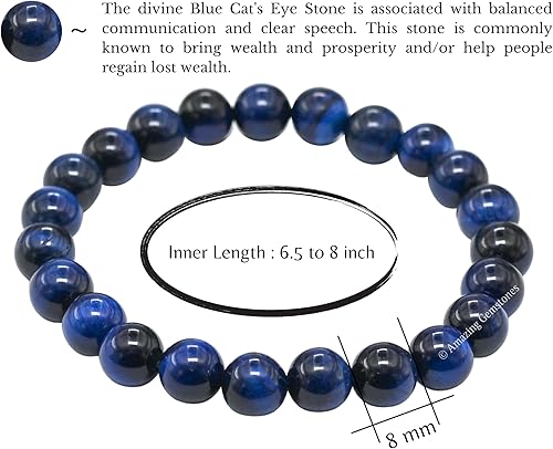 Miniatura 344 de Amazing Gemstone Pulsera de cristal para mujeres y hombres, pulsera de cristal curativo de protección, pulsera elástica con cuentas de piedras