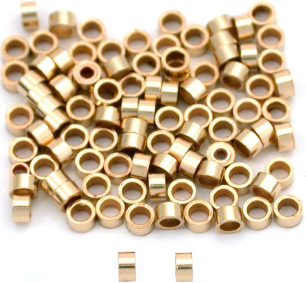 100 14K Gold Filled Crimp Tube Beads Micro Parts 2x1mm