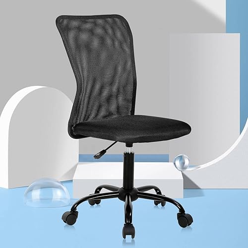 Miniatura 7 de Silla de oficina en casa, silla ergonómica de escritorio con respaldo medio, silla de computadora moderna de altura ajustable, silla giratoria de