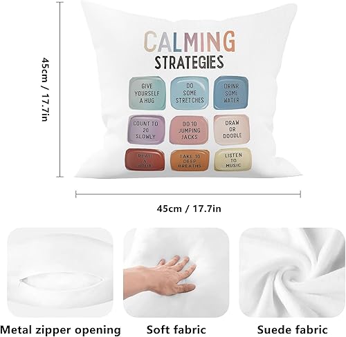 Miniatura 7 de Funda de almohada imprescindible para el aula, artículos de esquina calmantes para niños, decoración de almohada de salud mental para el hogar,