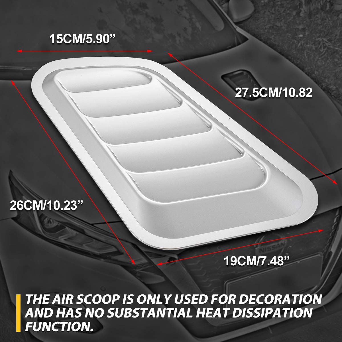 Katur 1 Paire Autocollants Style Grilles De Ventilation Capot Voiture - ABS Noir