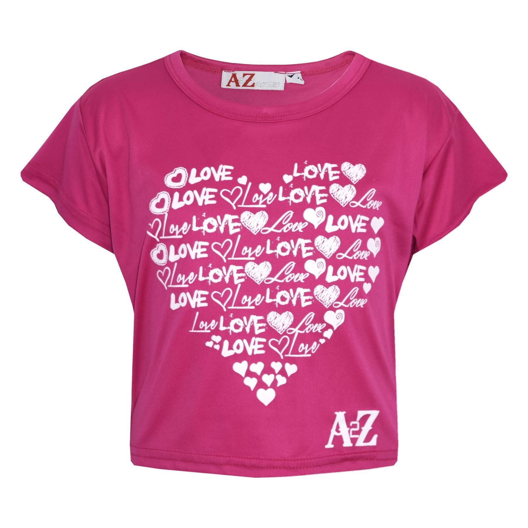 A2z 4 Kids Girls Pink Love T Shirt Soft Feel Casual Summer Fashion Top Youth