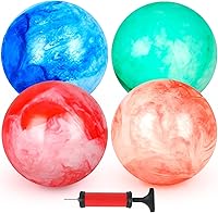 AmorPresent 4-Pack 9 Inch Playground Balls for Kids - Inflatable Dodgeballs Bouncy Kickballs with Air Pump for Indoor Outdoor Games