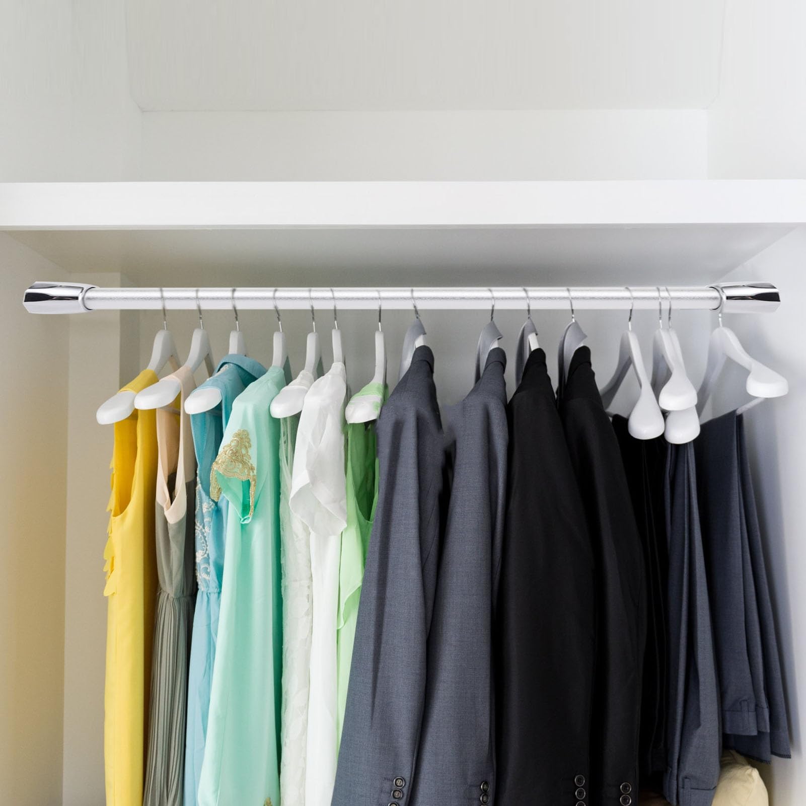 Schrankstange Schrankrohr Kleiderstange Hängend Garderobenstange, Aluminium Zuschneidbar Kleiderbügel Aufbewahrungsregal/Raumteiler-Stange Kleiderstange, 12 24 35 47 59 67 71 Zoll Lang Kleiderschrank