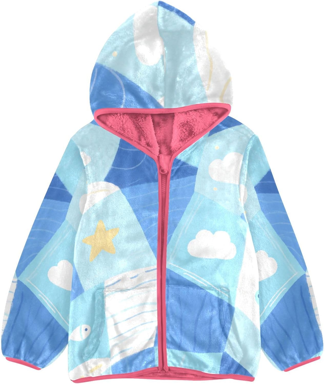 GuoChe Weather and Fish Boys Hooded Fleece Jacket
