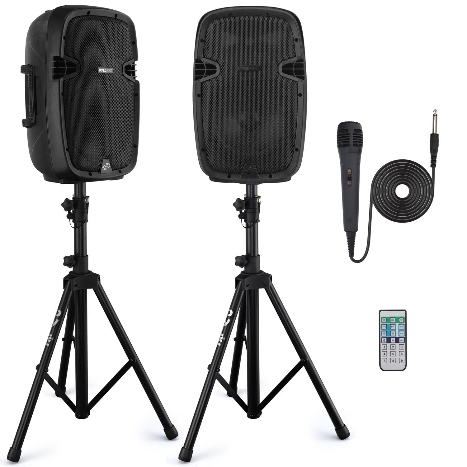 Pyle Sistema PA Portatile Wireless, Cassa Bluetooth, Altoparlanti Attivi e Passivi da 1000 Watt, Cassa Bluetooth Potente, USB SD MP3 AUX, Montaggio 35 millimetri, 2 Supporti, Microfono