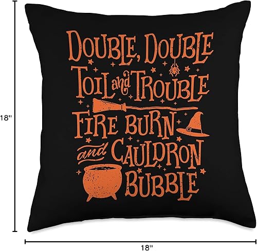 Miniatura 4 de Smarty Pants Halloween Designs Almohada de Halloween con cita de Shakespeare de Double Toil and Trouble, 18.0 x 18.0in, multicolor