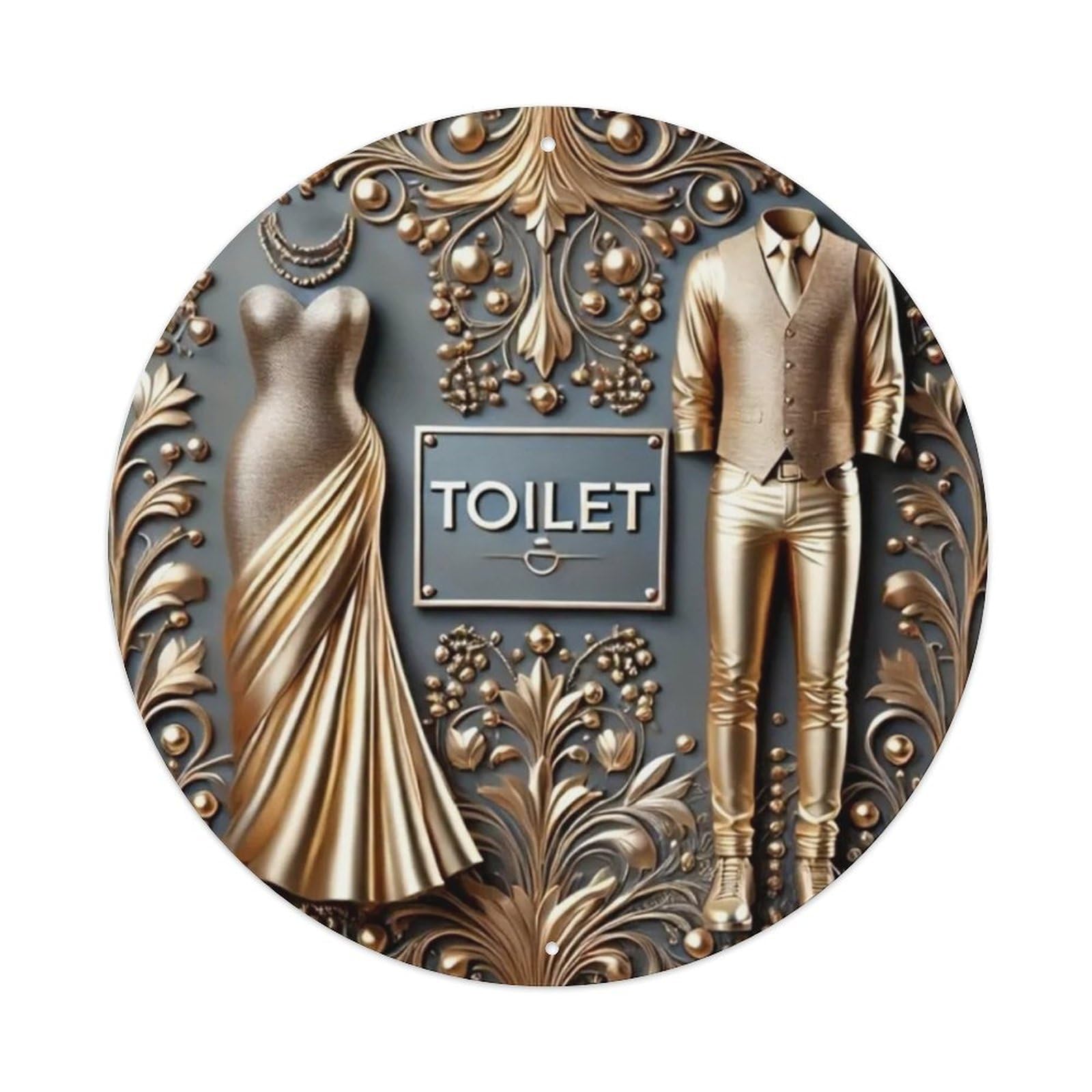 Toilet - Round Tin Sign Vintage Metal Sign Home Bar Garden Wall Decor Metal Poster 8x8 Inch