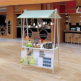 Large Portable Hot Dog Cart Trailer - Green, Red, Black Mobile Food Vending Stand with Table & Canopy - Ideal Concession Kiosk for Outdoor Events & Markets (L - 80cm)