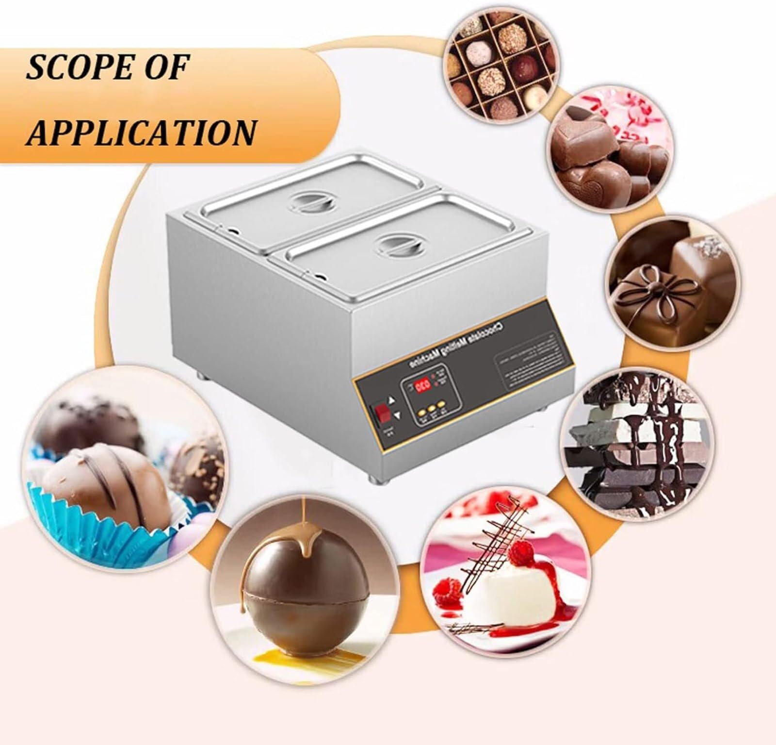 Máquina de templado de chocolate, olla eléctrica para cafeterías, fiestas y tiendas de té