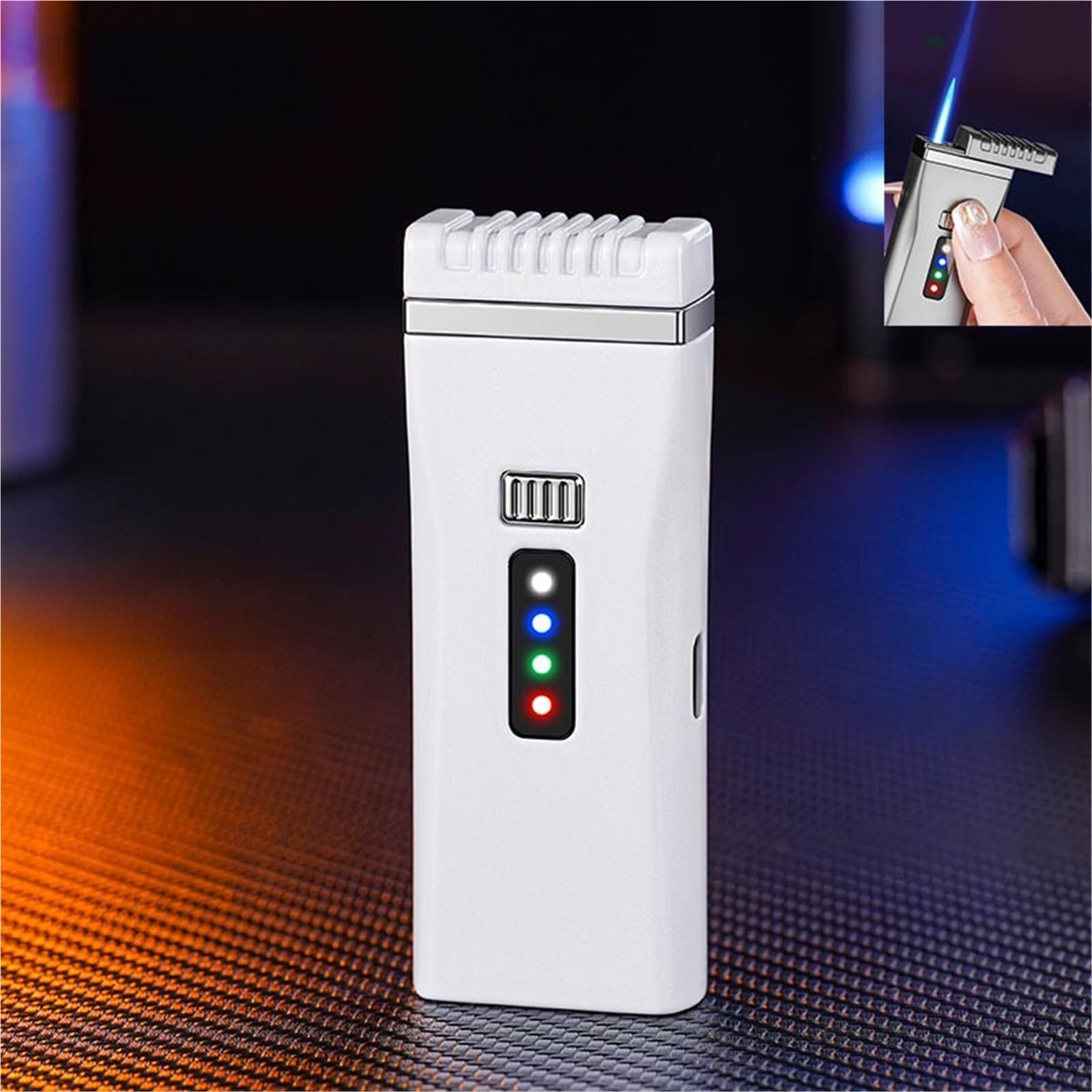 Encendedor de chorro resistente al viento con llama ajustable y recargable para exterior