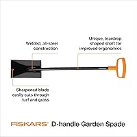 Vista 3 de Fiskars Pala de jardín de 46 pulgadas, pala plana de acero con mango ergonómico en D, pala cuadrada de hoja afilada para bordes de césped