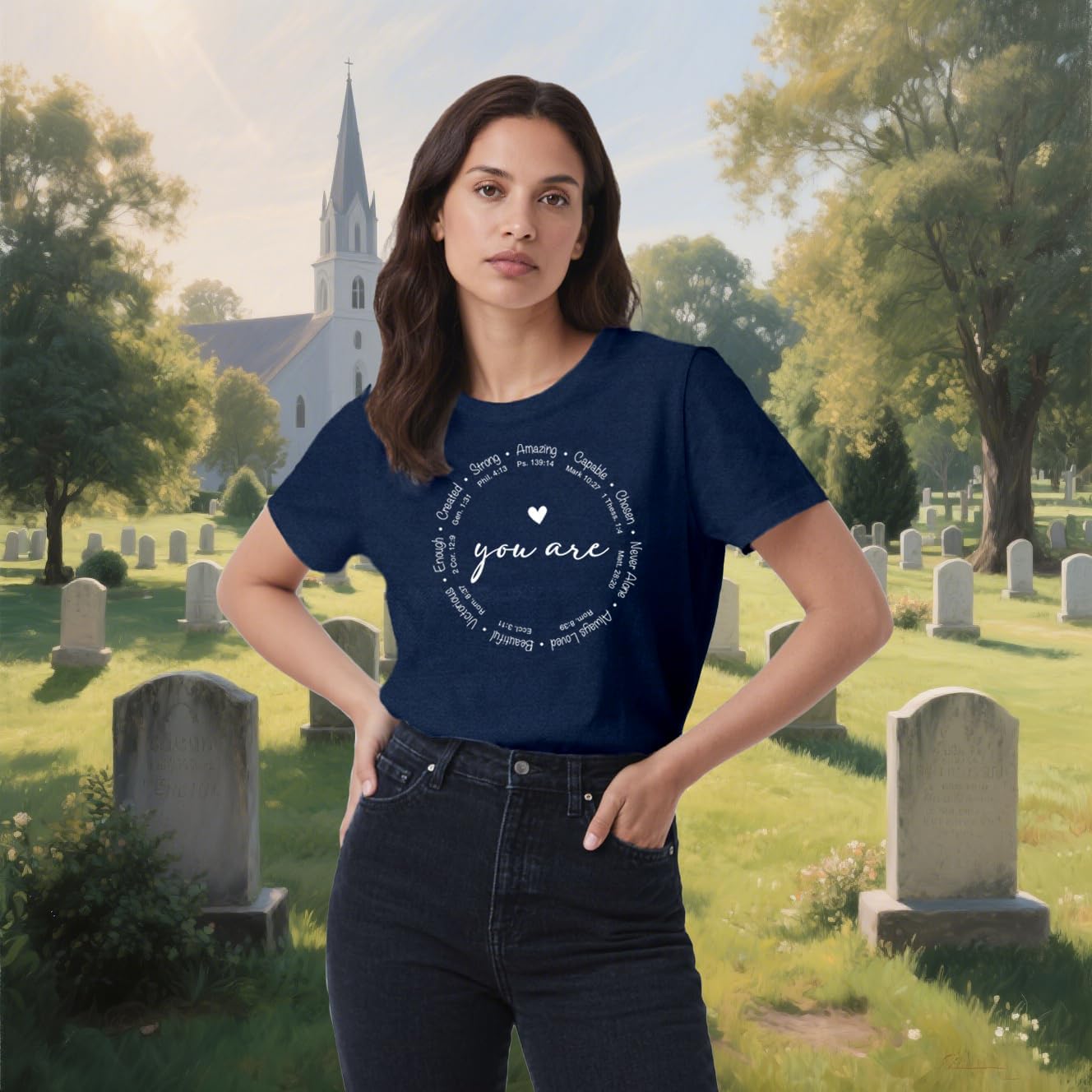 Christian Shirts for Women You are Inspiration Cute Heart Shirt Bible Verse Blessed Faith Top - Image 3