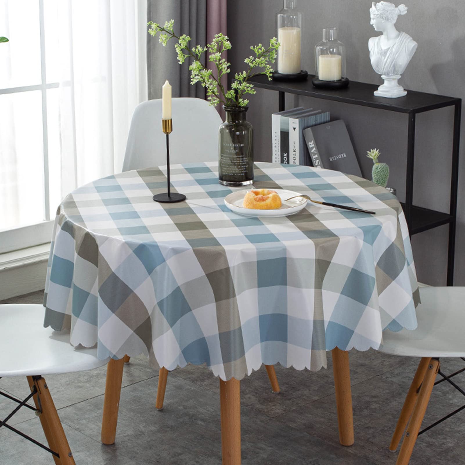 Mantel De Mesa Antimanchas Redonda Diameter 220cm, Mantel Mesa Redonda, Mantel De PVC Redondo, Manteles Mesa Impermeable Tela, para Exterior Comedor Cocina Jardin Terrazas Fiesta