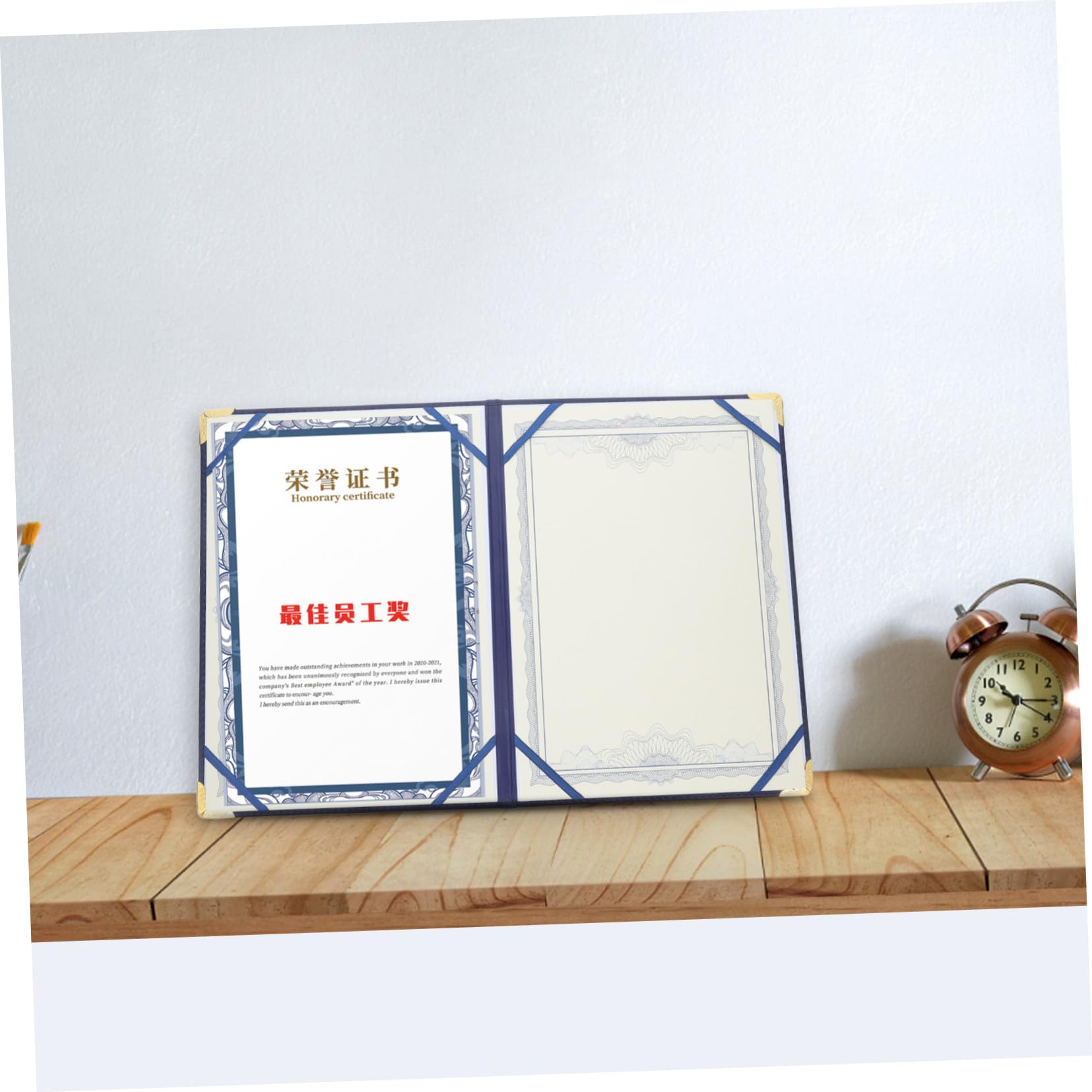 Copertina per Certificati e Premi in Pelle Pu Blu, Protezione Portatile Elegante per Documenti A3, per Presentazioni e Zaini