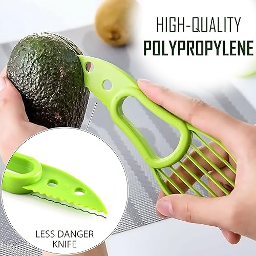 Miniatura 3 de Pelador de aguacate 3 en 1 herramienta para cortar aguacate  Cortador de aguacate tres en uno  Cortador de aguacate verde y cuchara para frutas y