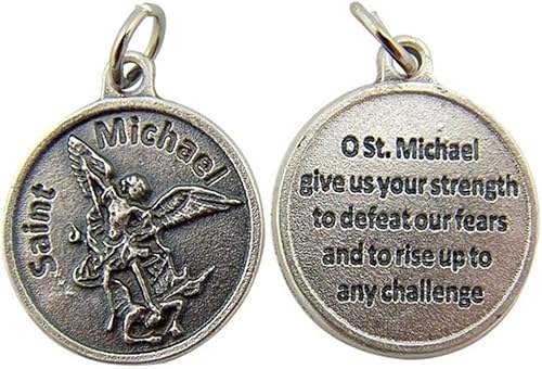 Medalla de santos católicos con base de alpaca con colgante que contiene una oración de protección 34 de pulgada