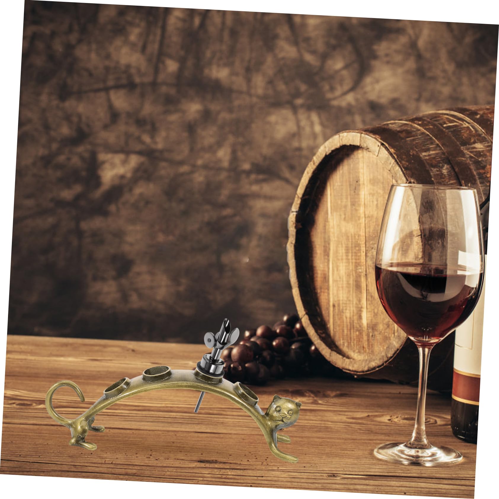 3stücke Countertop Wein Ausgießer Mit Katzen-Design Praktischer Flaschenverschluss-ständer Für Zuhause Bars Und Restaurants Stilvolle Wein Zubehör-Dekoration Retro
