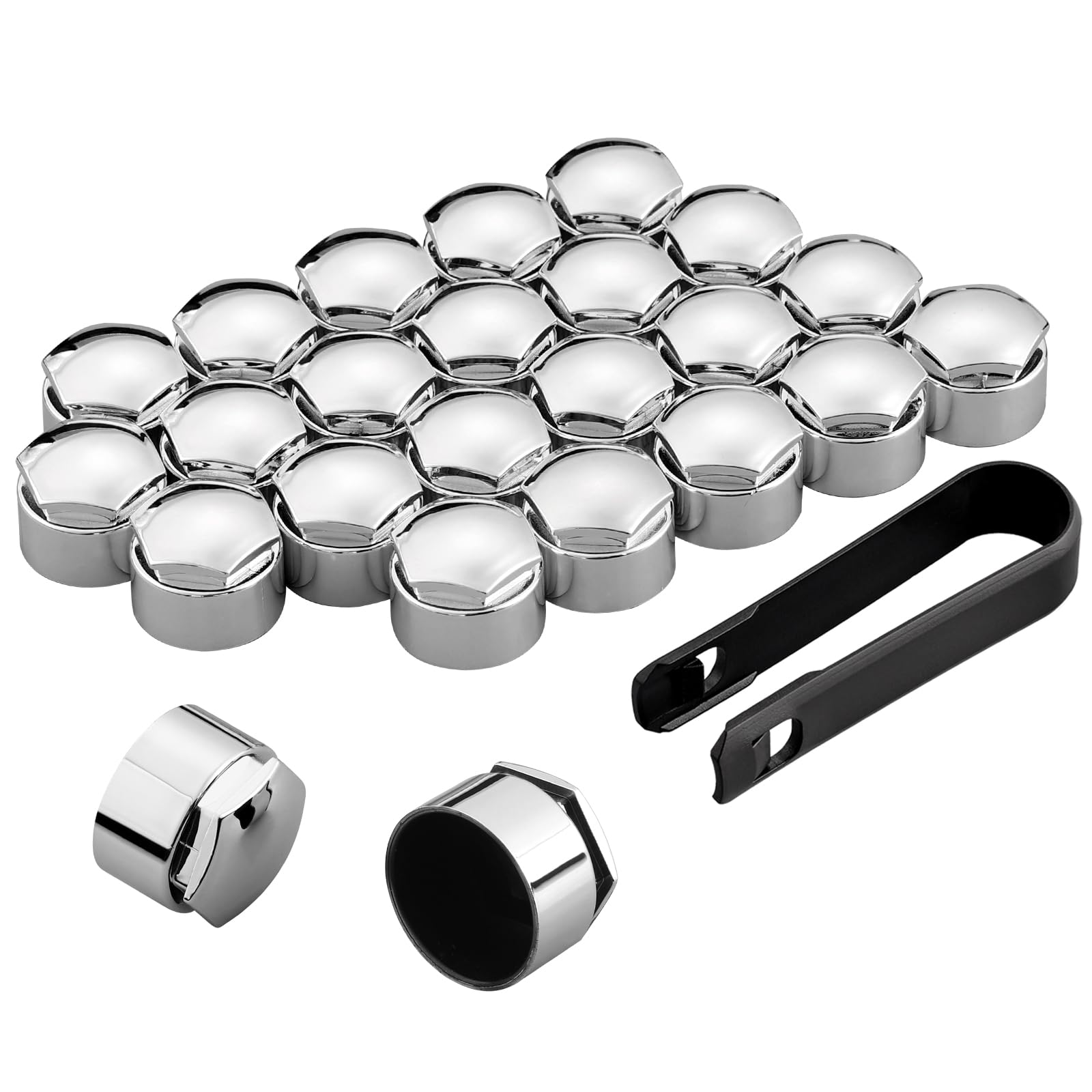 Copridadi Ruota 17mm - Set 24 Pezzi Con Strumento Di Rimozione, Nero, Per Auto - Foto 11