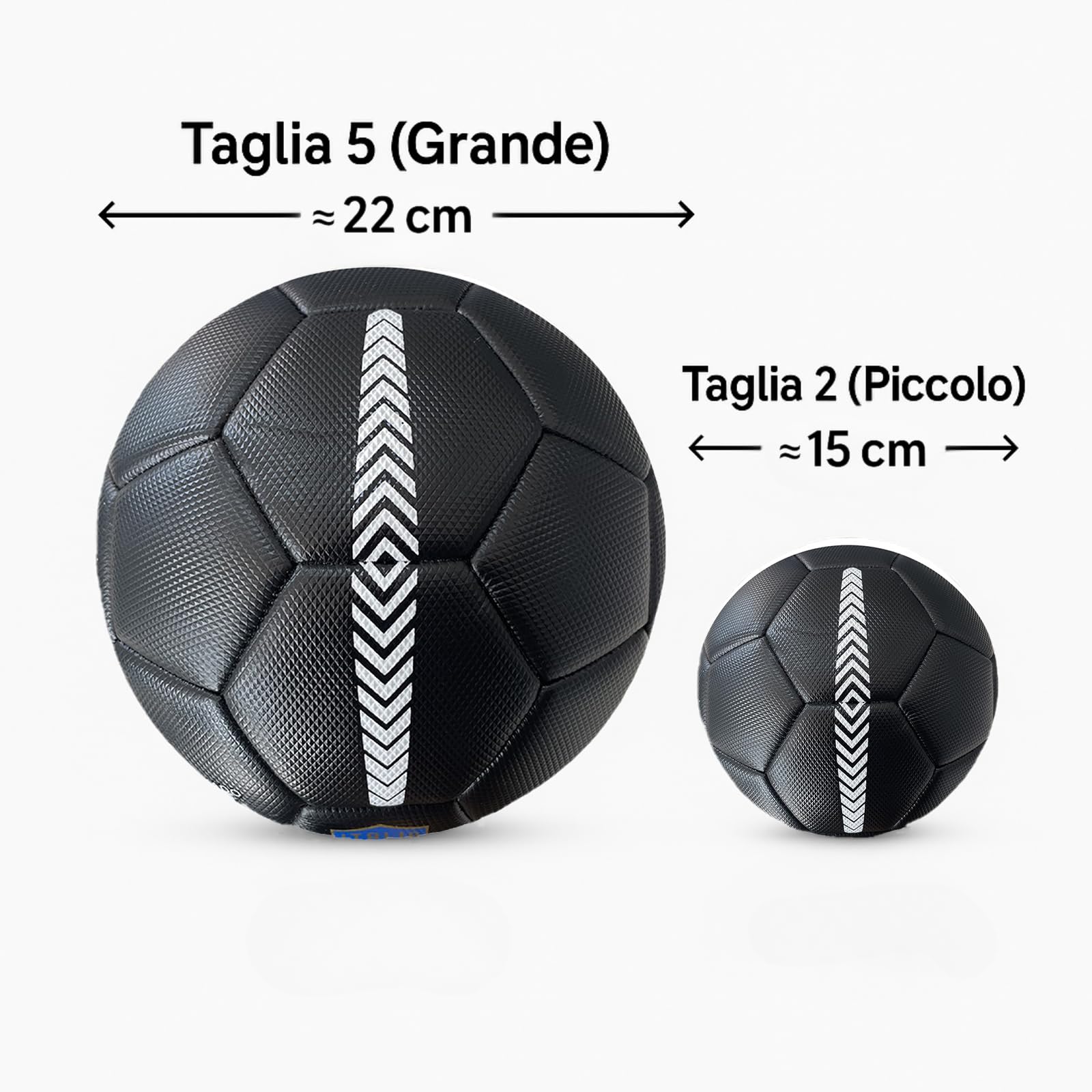 Pallone da Calcio Modello Italia. Nero. Palla Realizzata in HF PVC. Adulti Ragazzi e Bambini