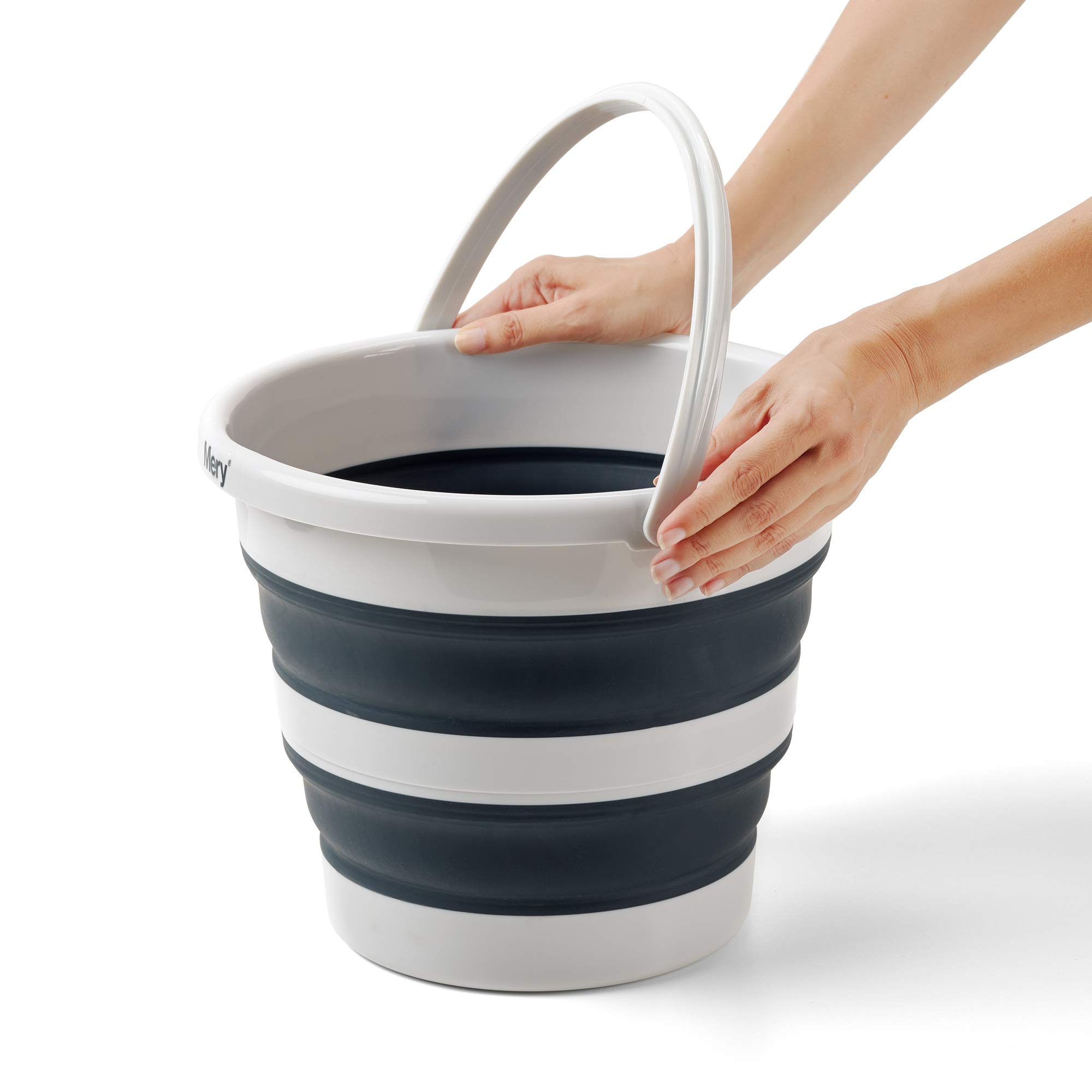 Rayen Mery składane wiadro, 12 l, tworzywo PP + termoplast, jasnoszare i ciemnoszare, 35 x 26 cm, po złożeniu 35 x 6,50 cm