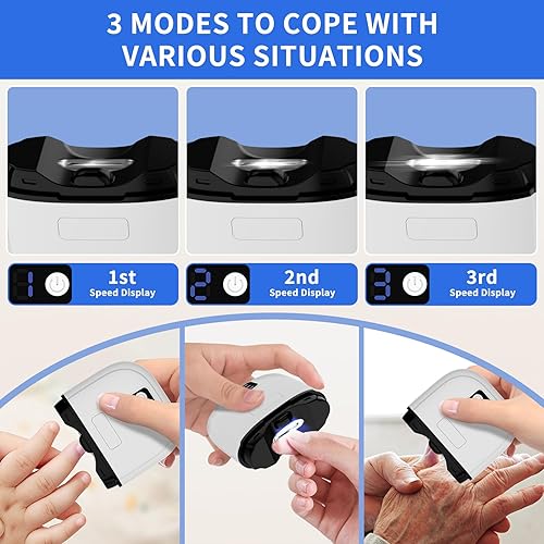 Miniatura 4 de 2026 New 3 in 1 Electric Nail Clipper for Thick Nails & Fragile Nails with Display, 3-Speed, LED Light & Storage, Rechargeable Electric Nail