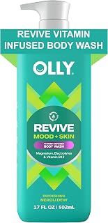 OLLY Revive Body Wash with Magnesium, Electrolytes & Vitamin B12 - Skin Barrier Repair, Deep Hydration, Mood-Boosting Nerolidew Scent, 17 oz