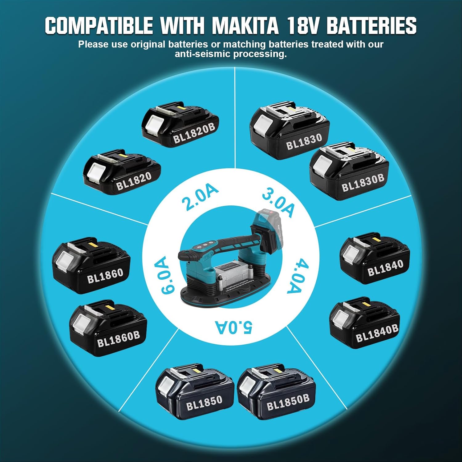 Tile Vibration Machine Installation Tool for Makita 18V Battery, Handheld Automatic Tiling Vibrator with Enlarged Suction Cup for Tiling Leveling Laying 24000r/min 6 Speeds Adjustable