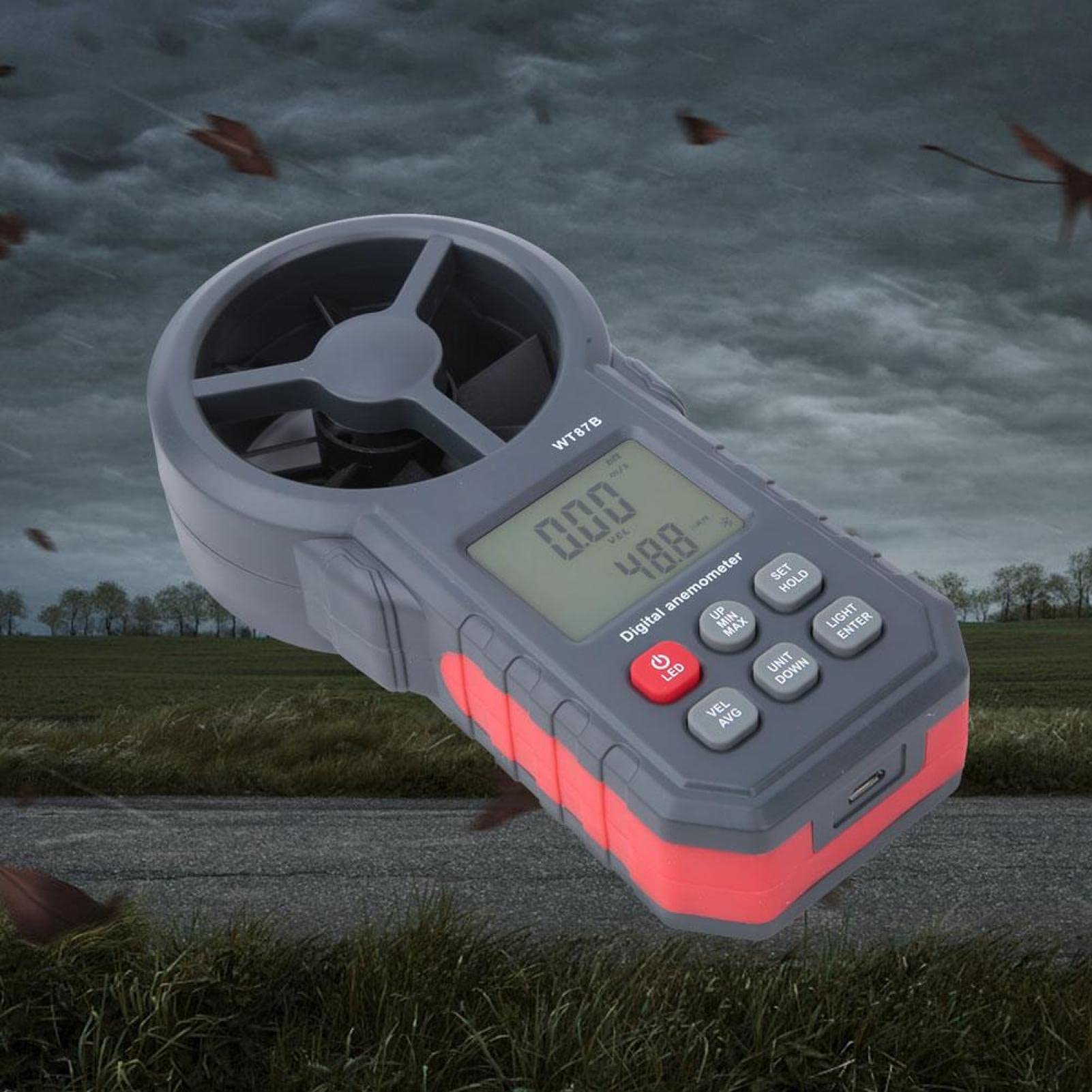 Cyfrowy anemometr Wewnętrzna/zewnętrzna bezprzewodowa stacja pogodowa Wt87b Przenośny przenośny USB Miernik cyfrowy Bluetooth Tester prędkości powietrza do wędkowania i polowania