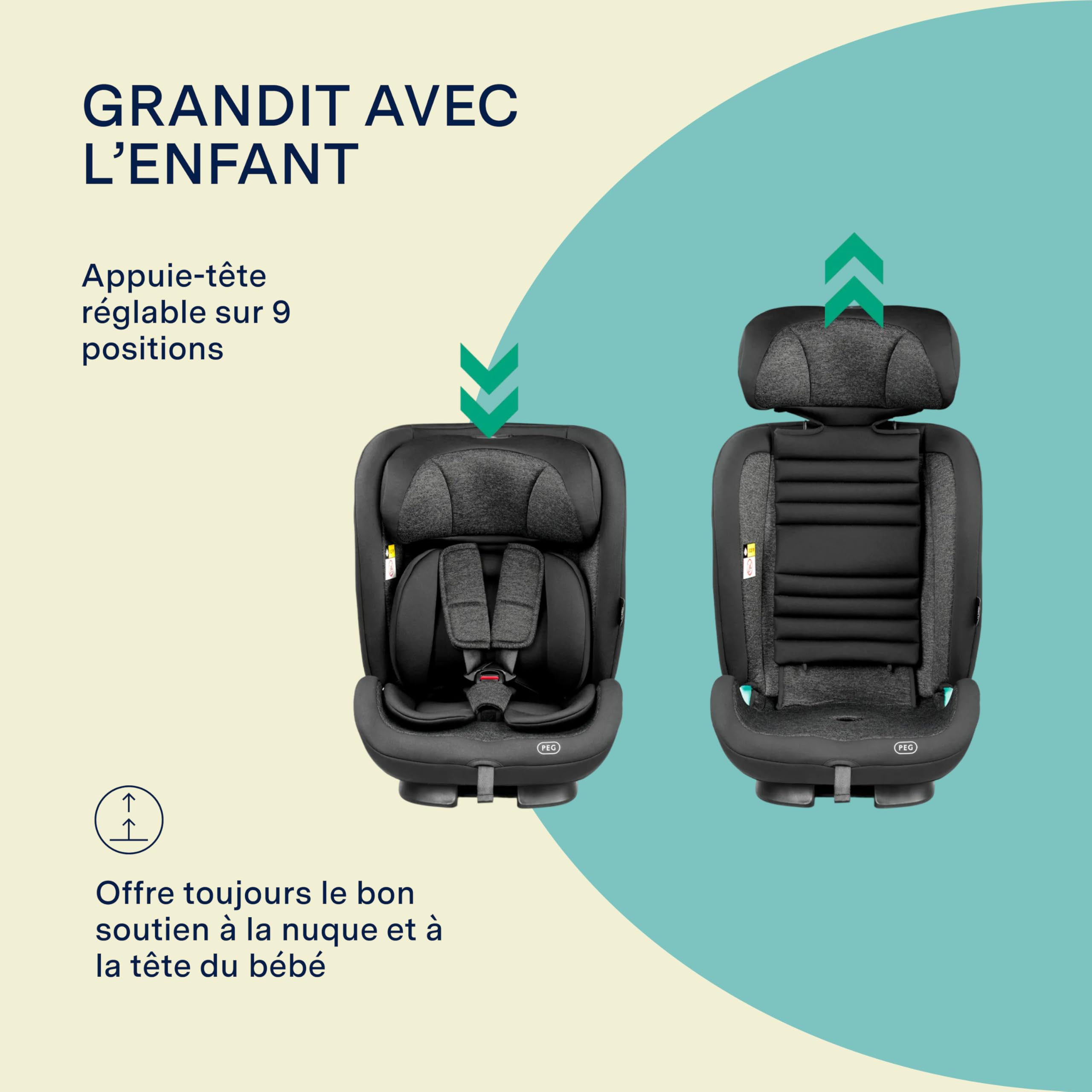 PEG Viaggio TT Siège Auto Évolutif i‑Size avec ISOFIX, 76–150 cm, 15 mois–12 ans, 9–36 kg, Dossier Inclinable, Appuie-tête Réglable, Protections Latérales, Planet
