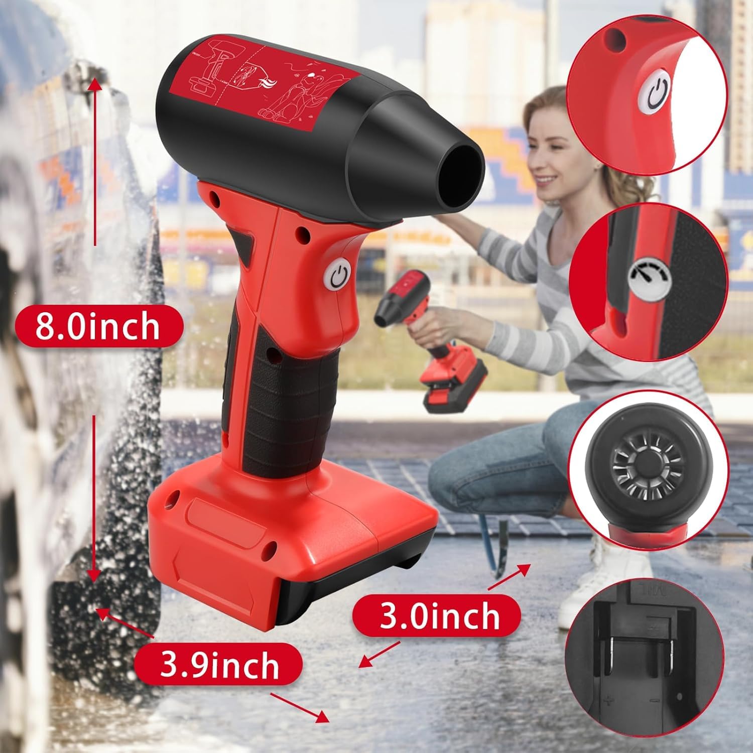 Mini Jet Blower Turbo Fan für Einhell Power X-Change 18V Akku, 4-Gang Turbo-Lüfter, Mini-Gebläse, Luftstaubwedel, Industrieventilator, für Reinigung, Haartrocknung, Auto, Camping