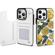 Wallet Case for iPhone 14 Pro - Lemon Fruit Pattern Print PU Leather Flip Shockproof Wallet Phone Cases Cover with Card Slots, Kickstand, Magnetic Clasp Closed