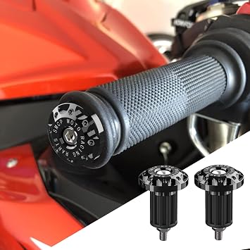 2PCS Universal Motorcycle Bar End Plug, Aluminum Alloy Handlebar Grip End Caps, 7/8" 22mm Moto Grips Ends Replacement for Kawasaki, Suzuki, Yamaha, Ducati Black