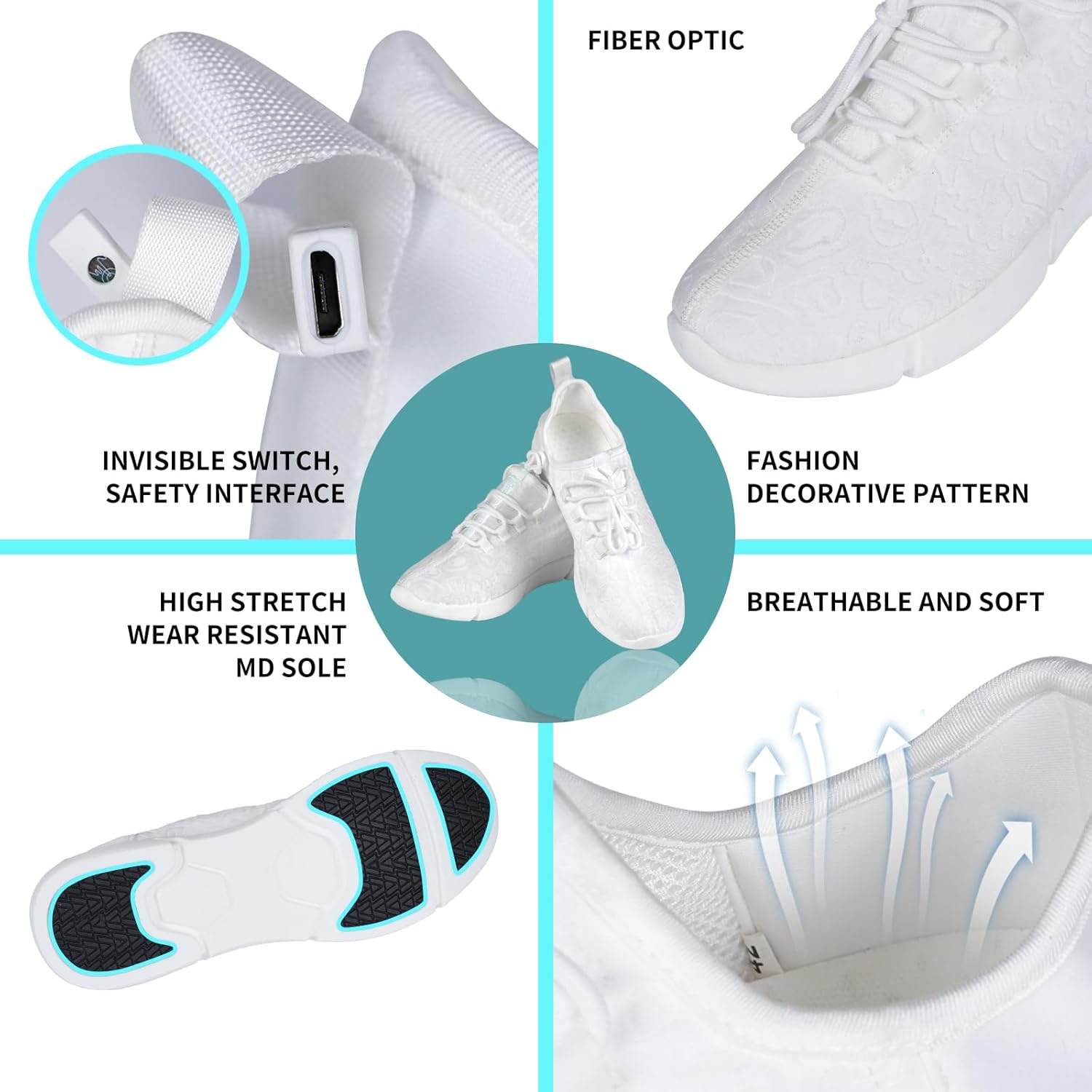 Fiber Optic LED Shoes for Women Men Light Up Sneakers for Adult USB Charging Flashing Luminous Trainers Shoes - Image 4