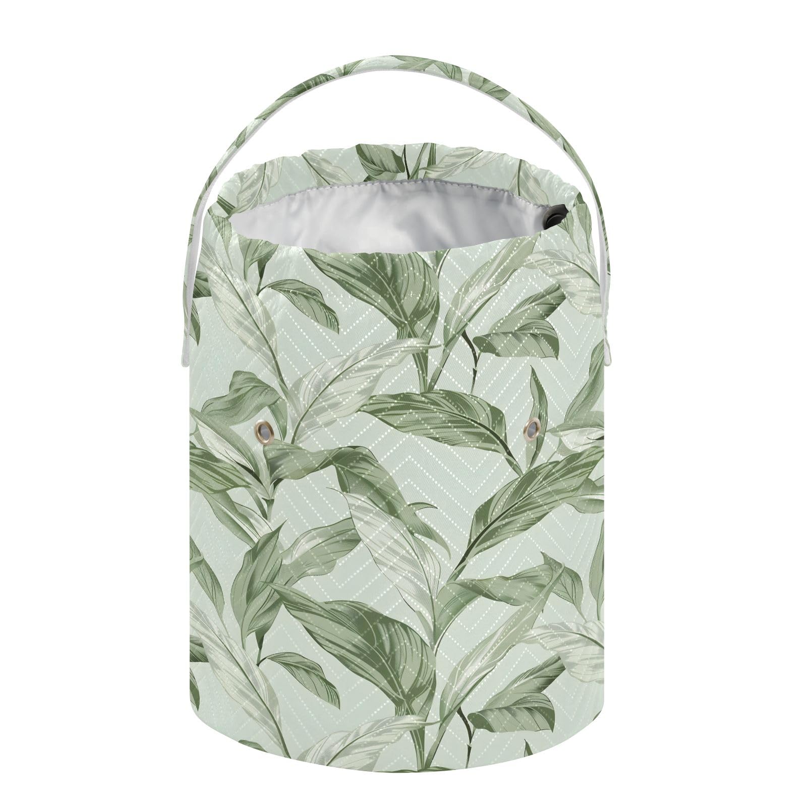 Yarn Storage Bag Small Crochet Bag Knitting Bag Organizer Light Green Leaves Yarn Bags for Crocheting Basket