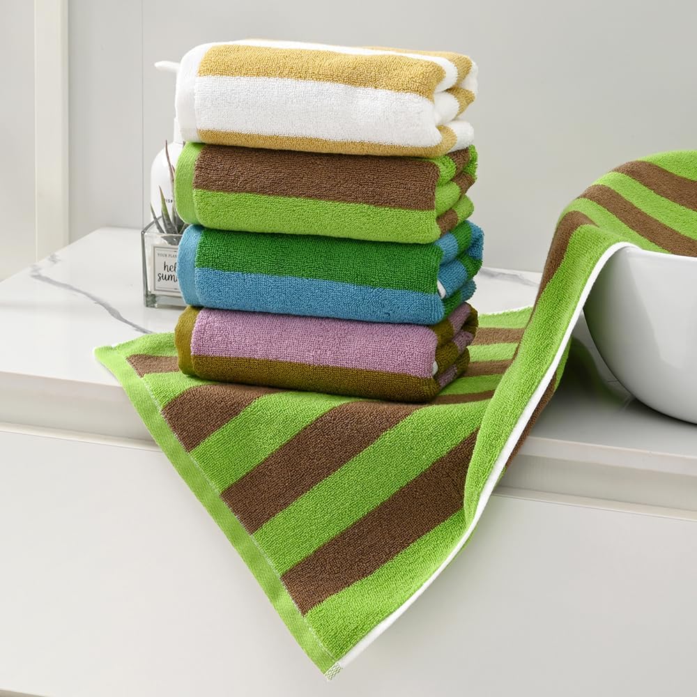 Brown & Purple Two-Tone Striped Hand Towel Lightweight Quick Dry 100% Cotton Ultra Soft Absorbent Hand Towel for Bathroom Home Decorative 13 X 29, 2 Pack - Image 5