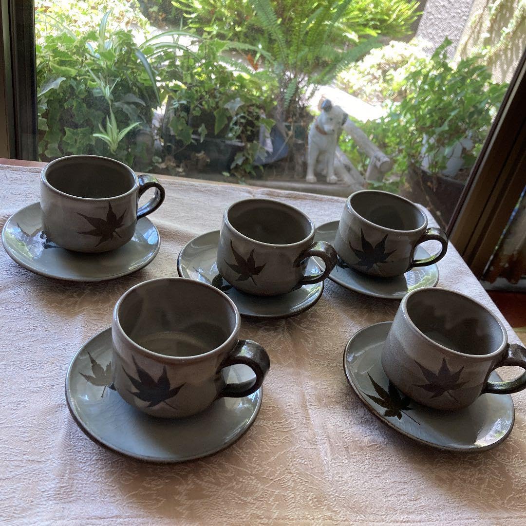 Amazon | ノーブランド品小石原焼きコーヒーカップ&ソーサー5客 
