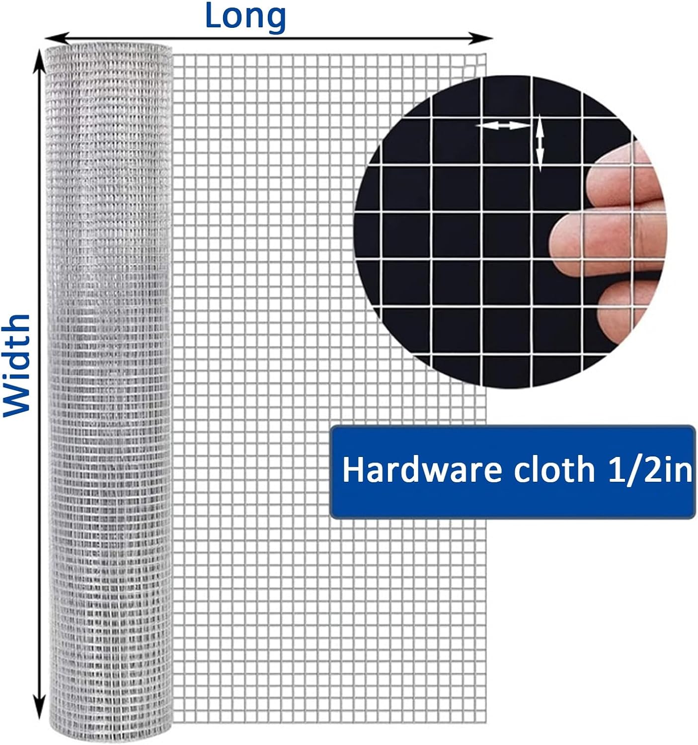 Heavy Duty 1/2in Stainless Steel Hardware Cloth, 304 Chicken Wire Fencing Roll, Welded Metal Mesh for Poultry, 1mx8m (39inx26.2ft) Garden & Animal Enclosure
