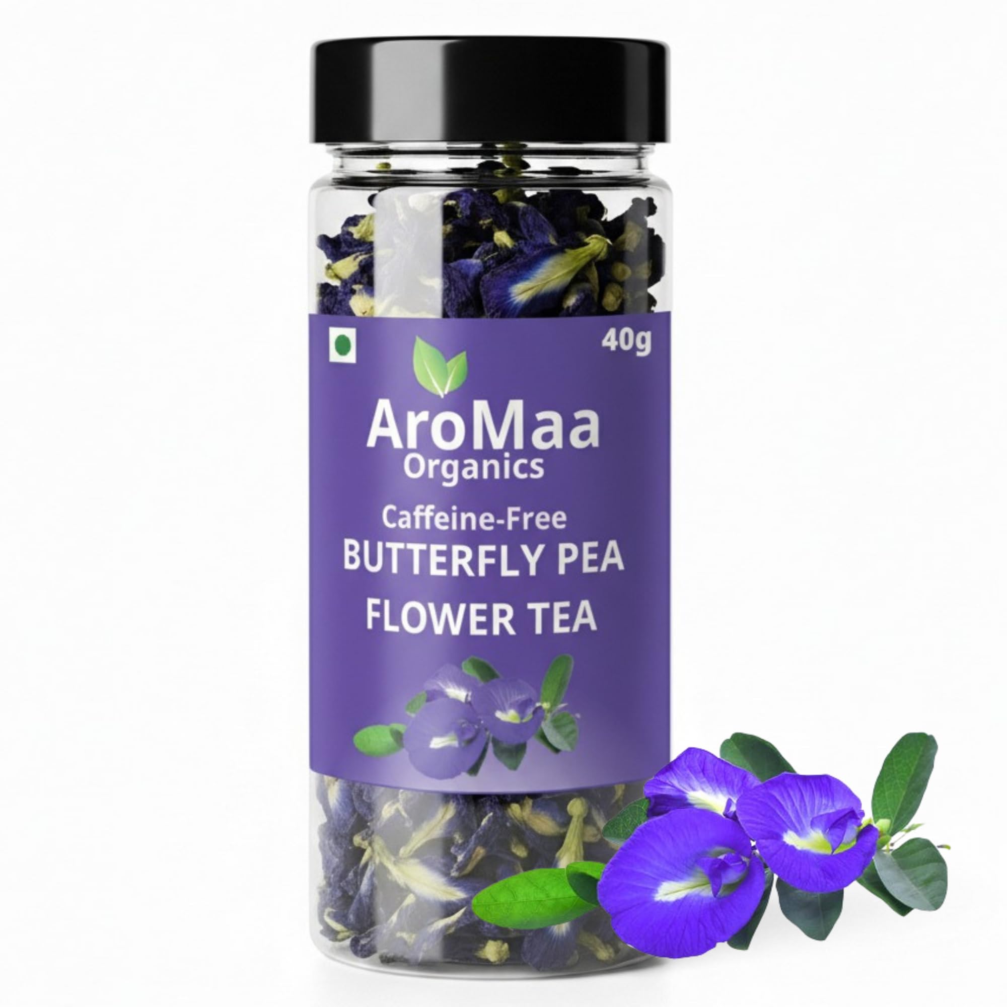 Blue Butterfly Pea Flower Tea, Relieves Stress, Caffeine Free Herbal Tea, Shankhpushpi, Dry Aparajita 40g-image-0