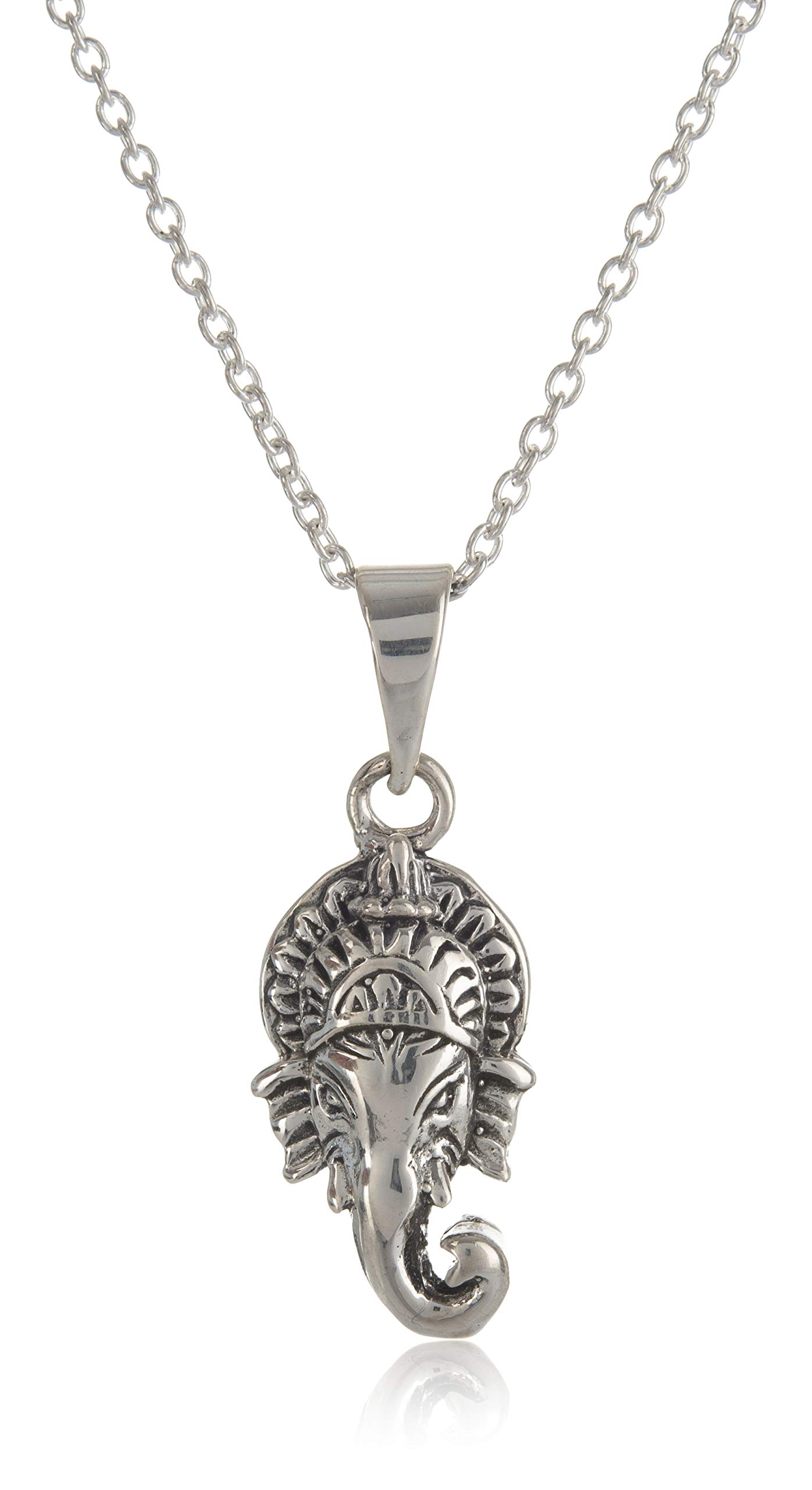 Silvertree925 Ganesh JI Pendant with Chain in Pure Sterling Silver Religious GANPATI BAPA Face Locket (ST928)-image-34