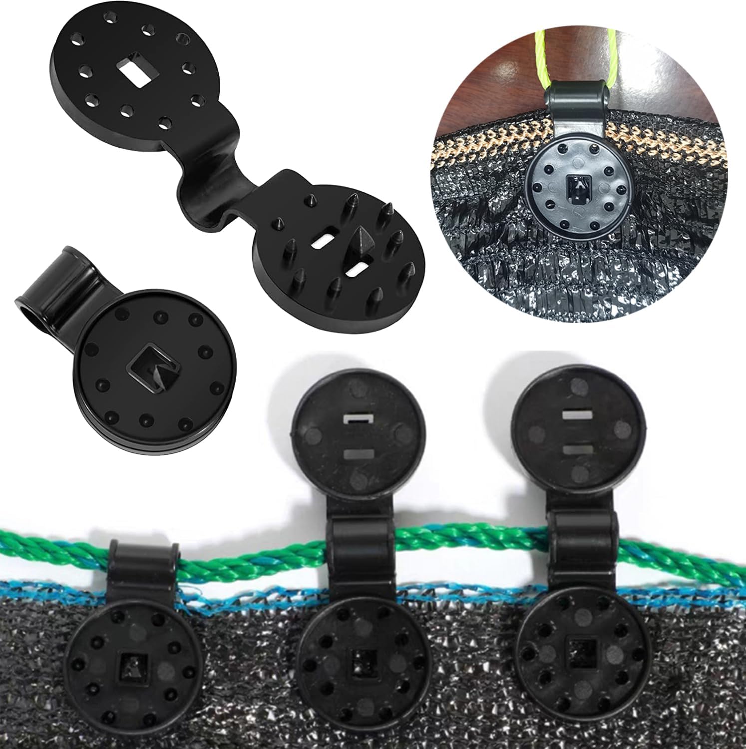 Lot De 50 Clips Pour Tissu D'Ombrage - Fixations Plastique Robustes Jardin, Serre, Auvent - 9
