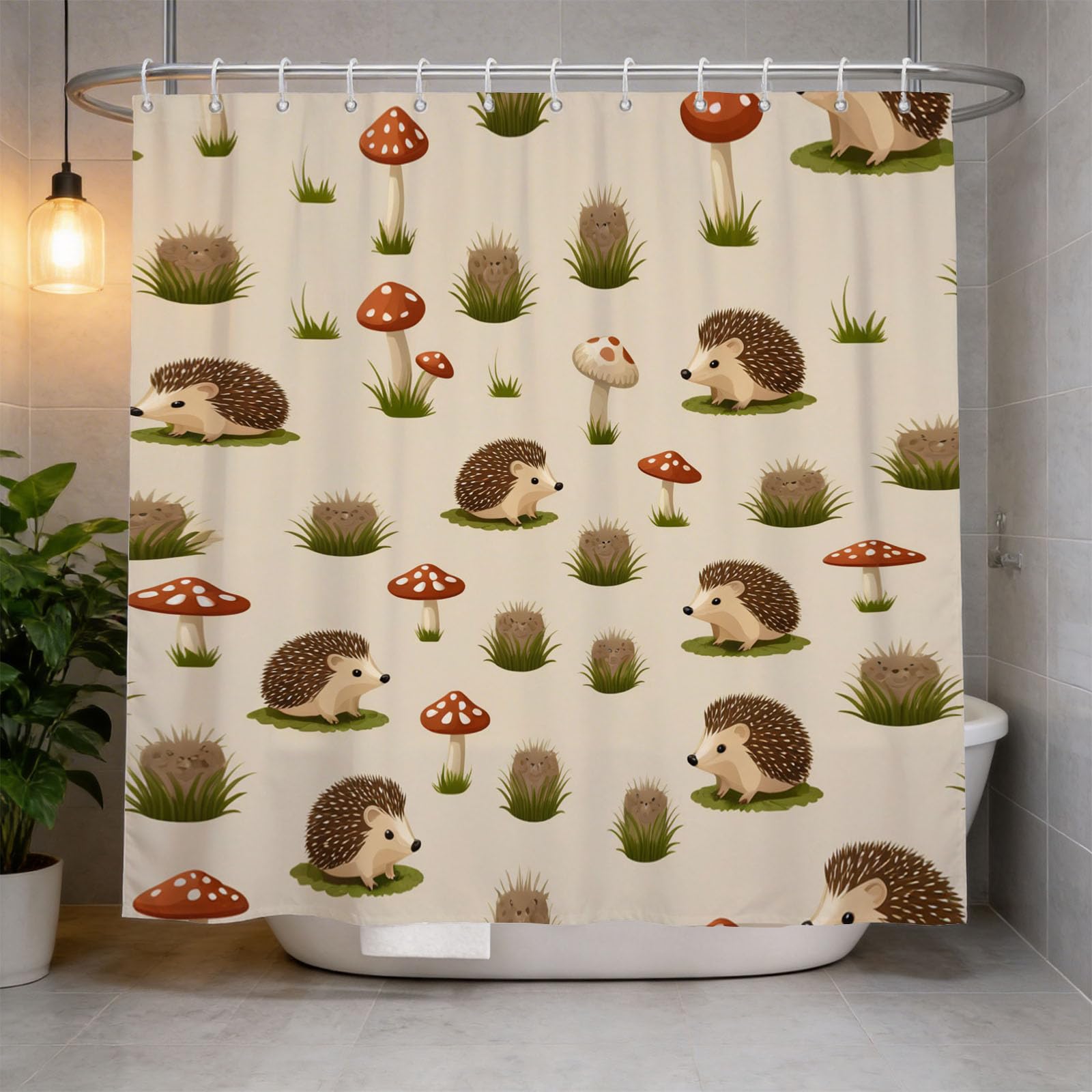 Hongduo 3D Hedgehog Shower Curtain for Stalls Bathtubs Cute Animals Bathroom Decor Shower Curtain Set Polyester Fabric Waterproof 180x200cm/71X79 Inch with Hooks