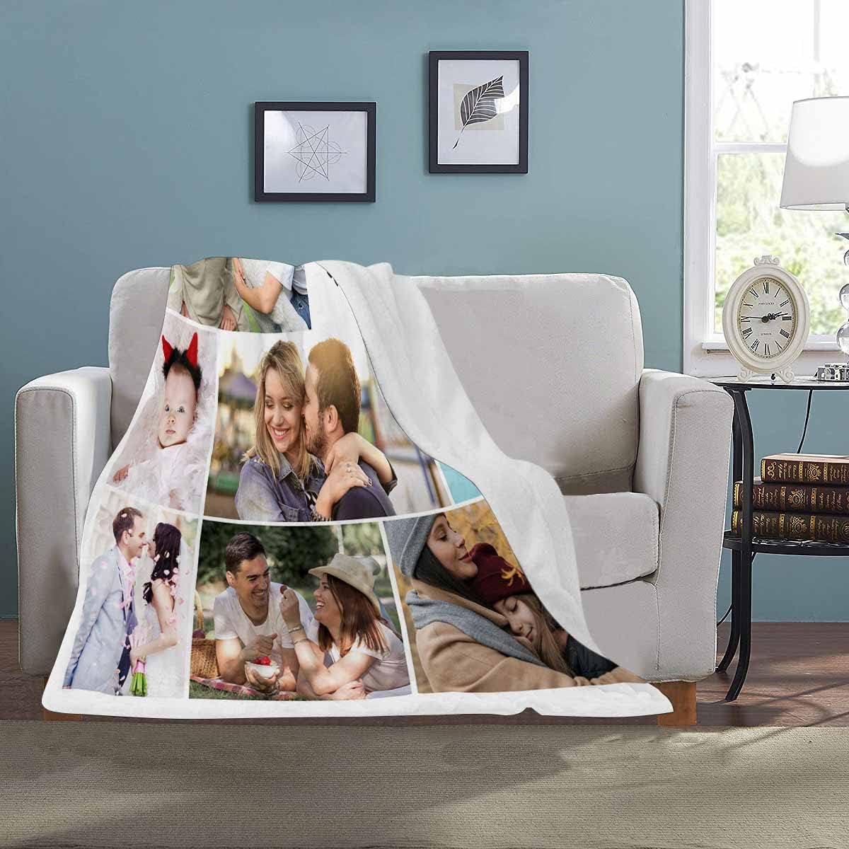 Gift for Dad,Dad Birthday Gift Personalized Anniversary Photo Blanket Gift for Wife Husband Boyfriend Or Girlfriend, Customized Photo Collage Present for Her Or Him,Personalized Throw Blanket-40 X50